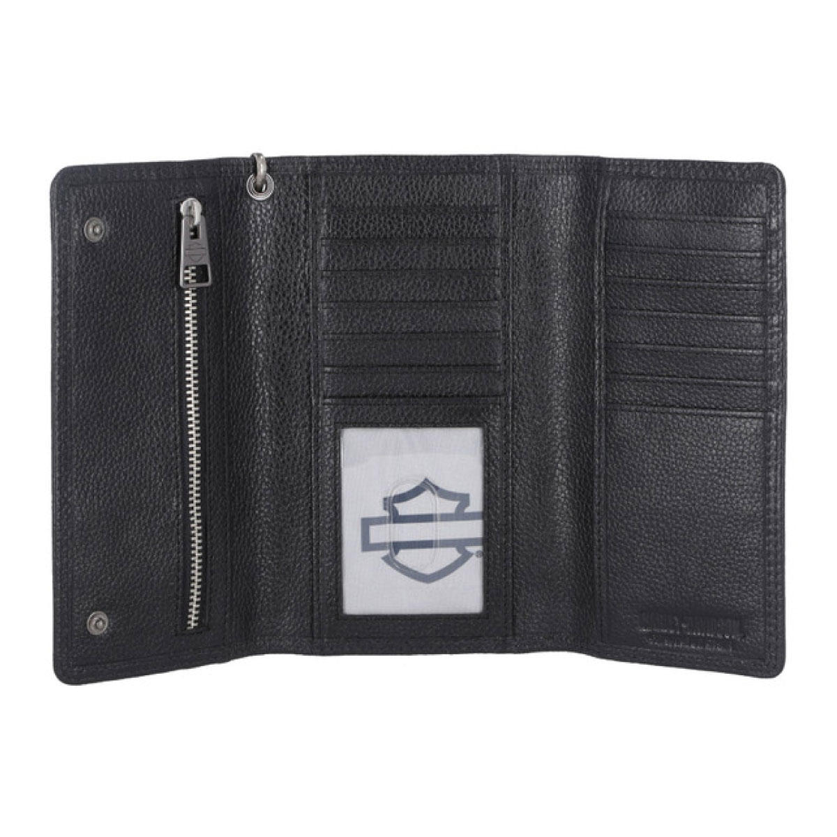 Portafoglio Harley-Davidson® da uomo in pelle con catena e patch Bar & Shield - Nero MWM093 - immagine 2