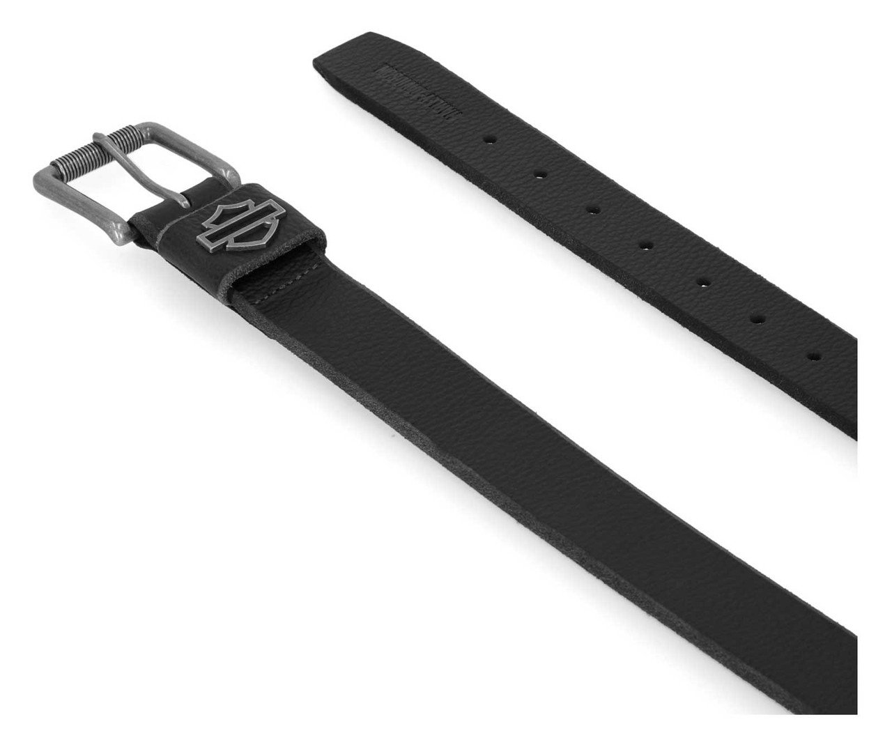 Cintura da uomo Harley-Davidson® in vera pelle con logo Bar & Shield traforato - nera BMM070 - immagine 2
