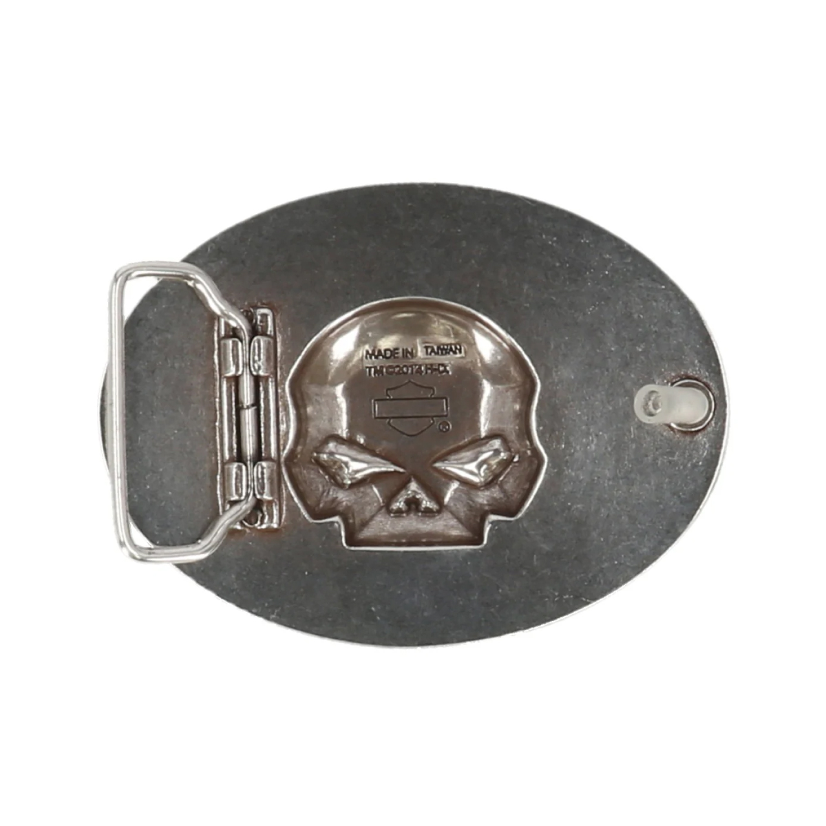 Fibbia per cintura Harley-Davidson Immunity Flame Willie G Skull da uomo, argento/nero MAU001 - immagine 2