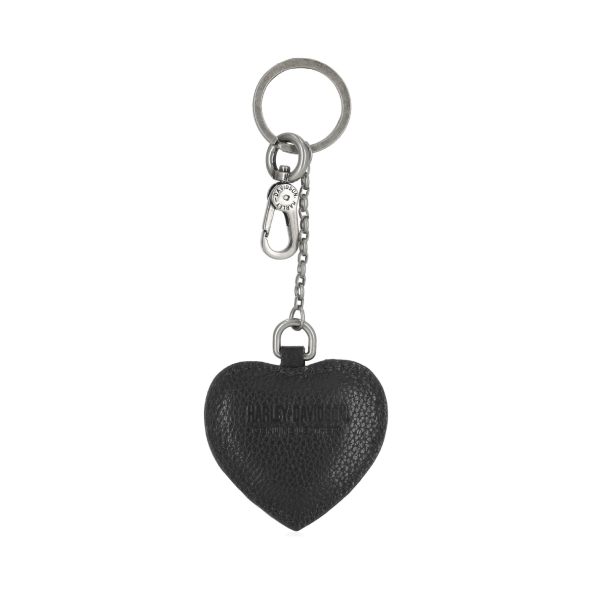 Portachiavi Harley-Davidson Open B&S Logo in vera pelle a forma di cuore, nero MAU205/26 - immagine 2