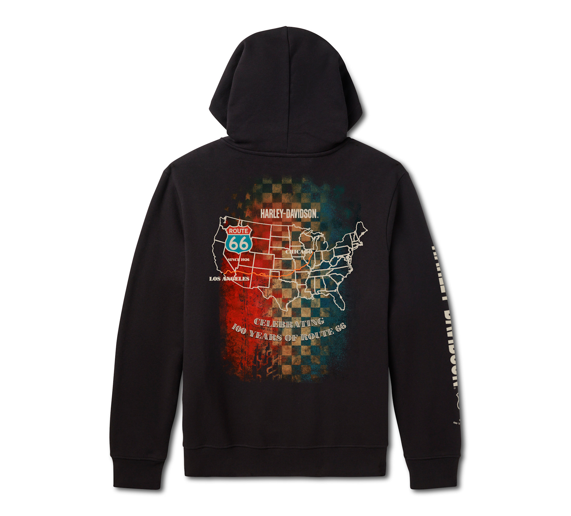 Felpa con cappuccio e zip intera H-D Route 66 Anniversary in pile - immagine 2